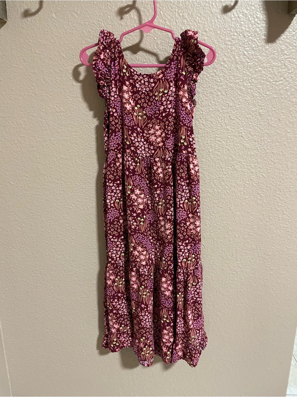 Cat & Jack Burgundy and Pink Floral Maxi Dress